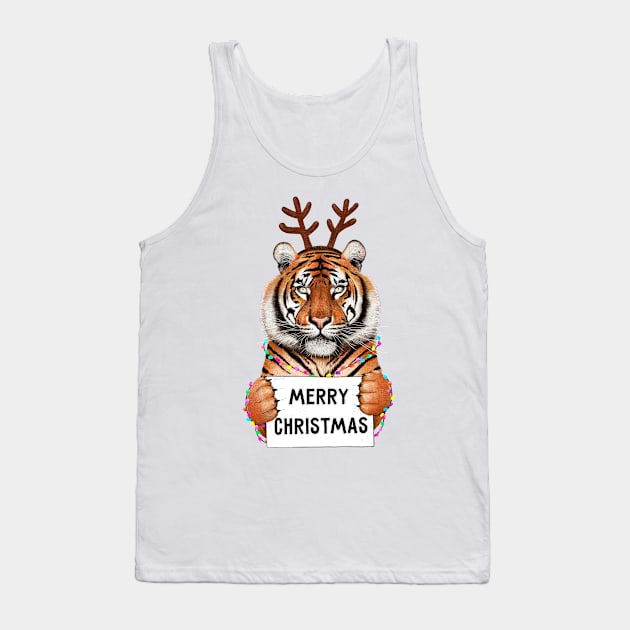 Tiger in Christmas Tank Top by kodamorkovkart